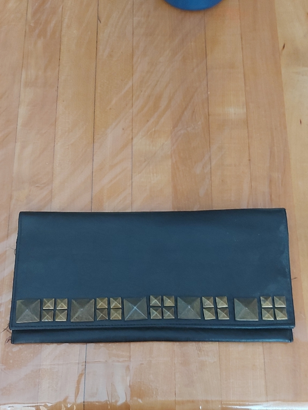 Black Studded Leather Clutch